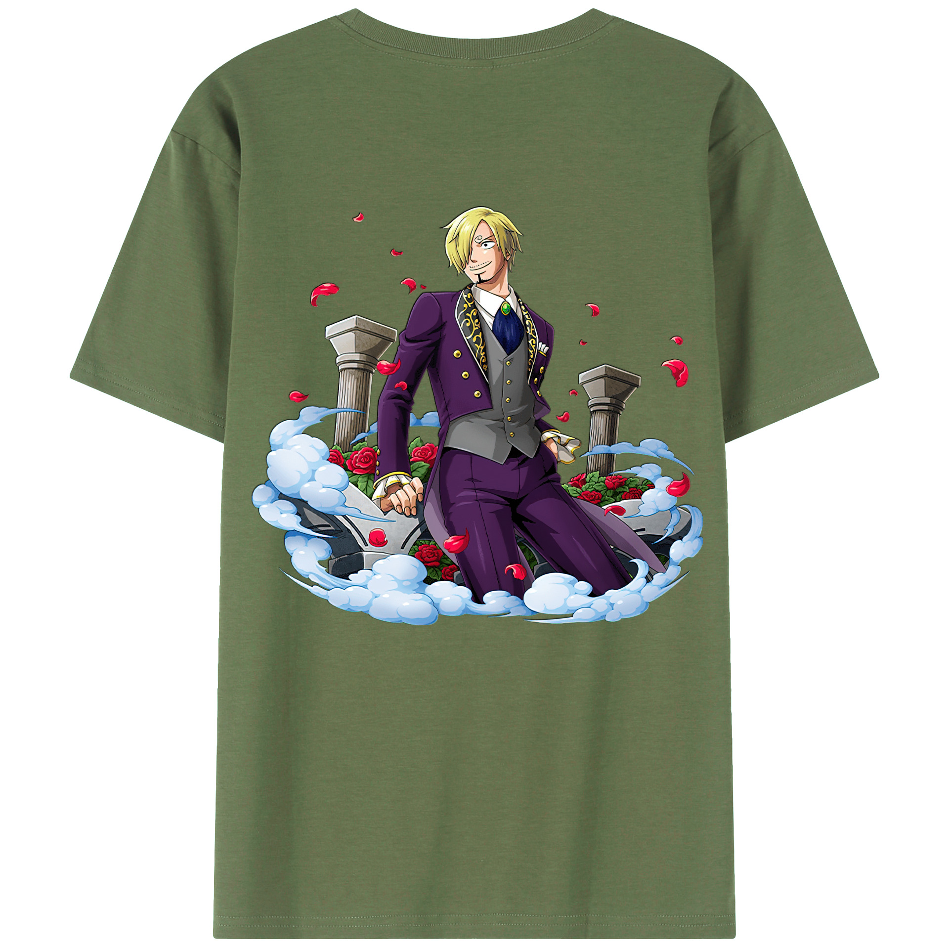 （画像用） ワンピース サンジ ONE PIECE Sanji 綿100％ メンズ半袖Tシャツ（バックプリント） 通気性